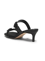 Double Buckle Leather 53MM Kitten Heel Sandals
