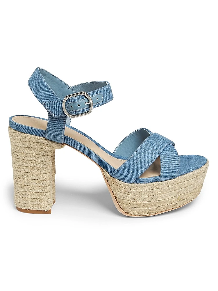 Denim Platform Espadrille Sandals