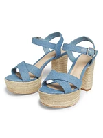Denim Platform Espadrille Sandals