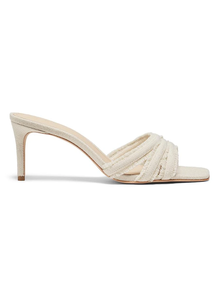 Three Band Frayed Mule 70MM Linen Sandals