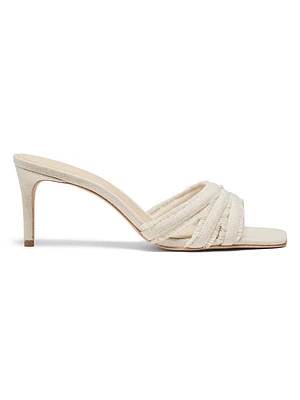 Three Band Frayed Mule 70MM Linen Sandals
