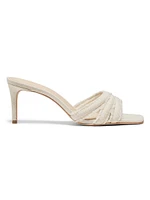 Three Band Frayed Mule 70MM Linen Sandals