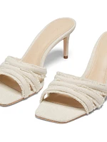Three Band Frayed Mule 70MM Linen Sandals