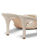 Three Band Frayed Mule 70MM Linen Sandals