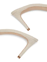 Three Band Frayed Mule 70MM Linen Sandals