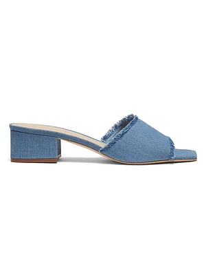 Frayed Edge 40MM Denim Slip On Sandals