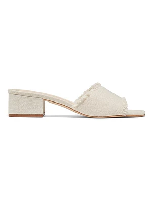 40MM Frayed Linen Block-Heel Sandals