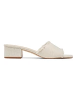 40MM Frayed Linen Block-Heel Sandals