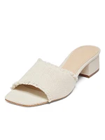 40MM Frayed Linen Block-Heel Sandals