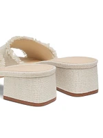 40MM Frayed Linen Block-Heel Sandals