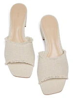 40MM Frayed Linen Block-Heel Sandals