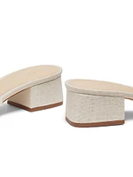 40MM Frayed Linen Block-Heel Sandals
