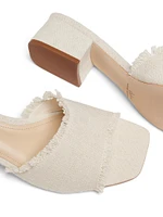 40MM Frayed Linen Block-Heel Sandals