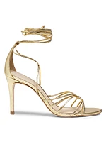 Ankle Wrap 90MM Metallic Leather High Heel Sandals