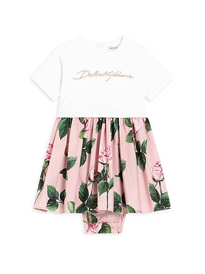 Baby Girl's Rose Print T-Shirt Dress