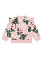 Baby Girl's Rose Print Ruffle-Trim Jacket