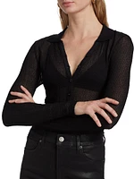 Mesh Semi-Sheer Polo Shirt
