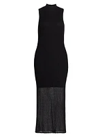 Mesh Mockneck Sleeveless Maxi-Dress