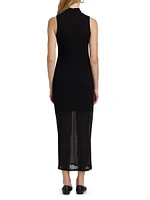 Mesh Mockneck Sleeveless Maxi-Dress