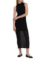 Mesh Mockneck Sleeveless Maxi-Dress