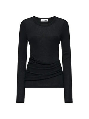 Bisette Ribbed Long Sleeve Crewneck Top