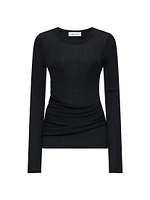 Bisette Ribbed Long Sleeve Crewneck Top