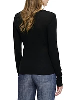 Bisette Ribbed Long Sleeve Crewneck Top