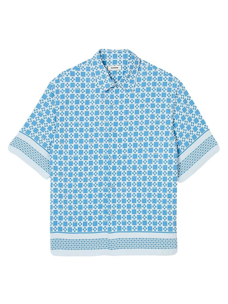 Square Cross Motif Flowing Shirt