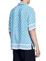 Square Cross Motif Flowing Shirt