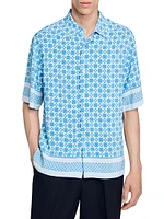 Square Cross Motif Flowing Shirt