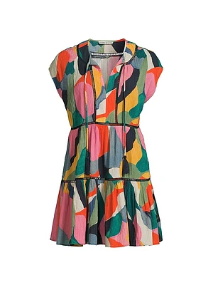Gari Colorblocked Cotton Tiered Minidress