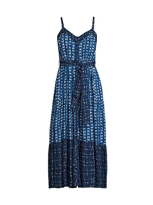 Addyson Abstract Cotton-Blend Tie-Waist Midi-Dress