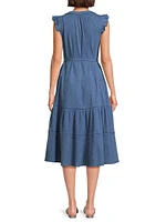 Emily Belted Cotton A-Line Midi-Dress