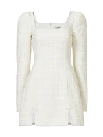 Jenna Tweed Square-Neck Minidress