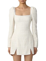 Jenna Tweed Square-Neck Minidress