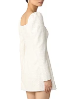 Jenna Tweed Square-Neck Minidress