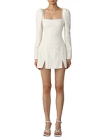 Jenna Tweed Square-Neck Minidress