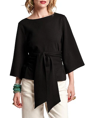 Whitney Wrap Tie-Waist Top