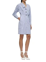 Hardy Long Sleeve Asymmetrical Button Front Shirt Dress