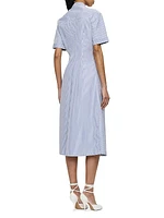 Noor Short Sleeve Midi Shirt Dress with Tucked Waist