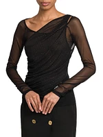 Draped Hotfix Sheer Top