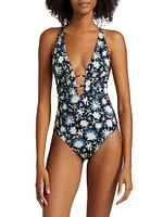 Dioni Floral Plunge One-Piece Swimsuit