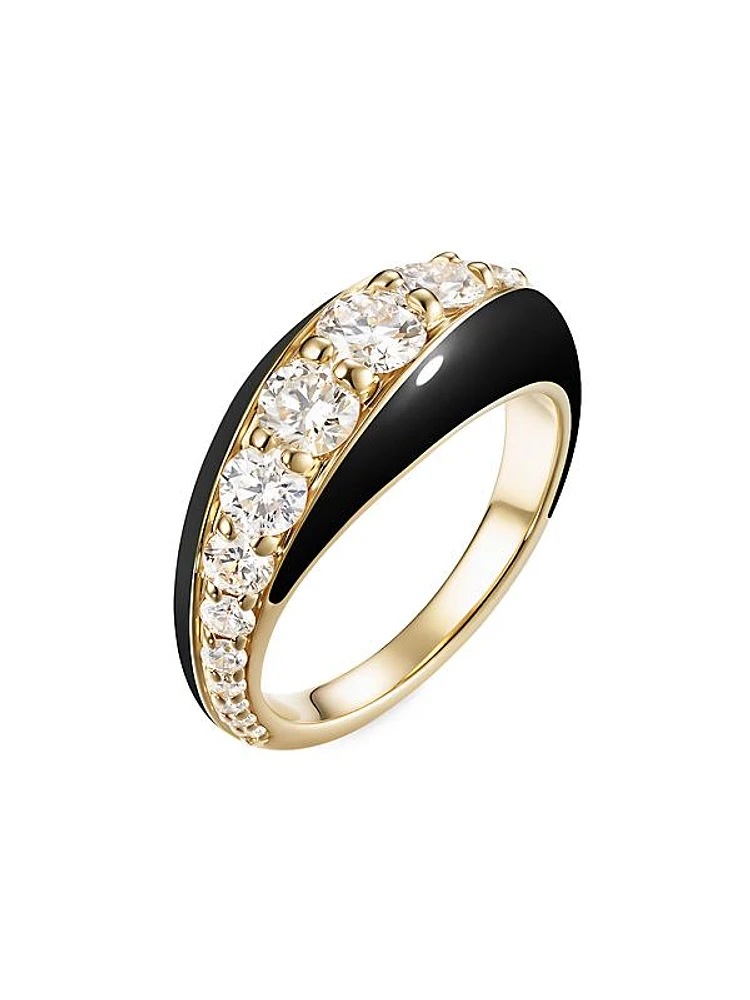 Remi 18K Yellow Gold, Enamel & 1.51 TCW Diamond Ring