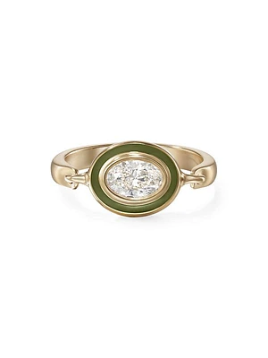 Lenox Reign 18K Yellow Gold, Enamel & 0.40 TCW Diamond Ring