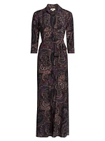 Cameron Paisley Silk Tie-Waist Shirtdress