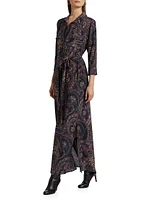 Cameron Paisley Silk Tie-Waist Shirtdress