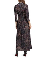 Cameron Paisley Silk Tie-Waist Shirtdress
