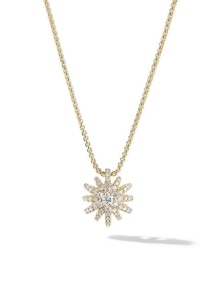 Starburst Pendant Necklace in 18K Yellow Gold with Diamonds, 11MM