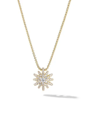 Starburst Pendant Necklace in 18K Yellow Gold with Diamonds, 11MM