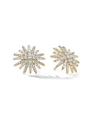 Starburst Stud Earrings in 18K Yellow Gold with Diamonds, 19MM